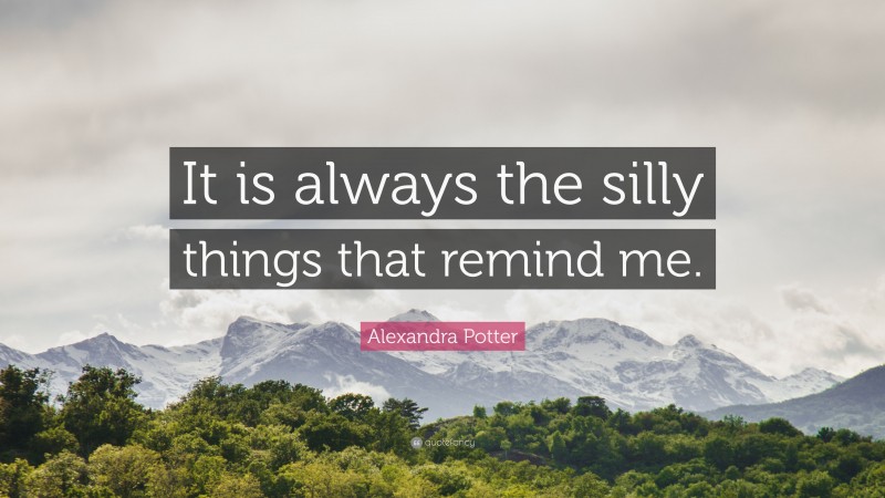 Alexandra Potter Quote: “It is always the silly things that remind me.”