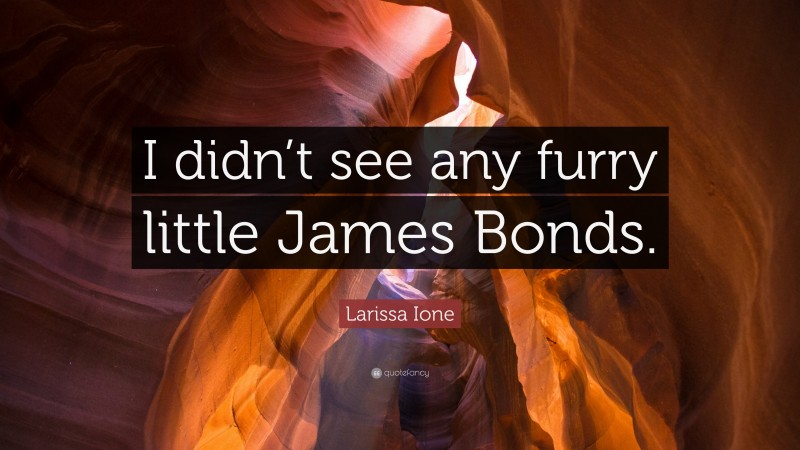 Larissa Ione Quote: “I didn’t see any furry little James Bonds.”