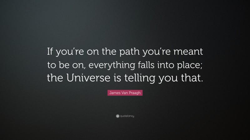 James Van Praagh Quote: “If you’re on the path you’re meant to be on, everything falls into place; the Universe is telling you that.”