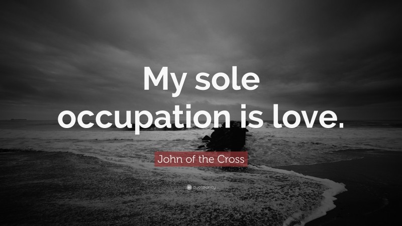 John of the Cross Quote: “My sole occupation is love.”