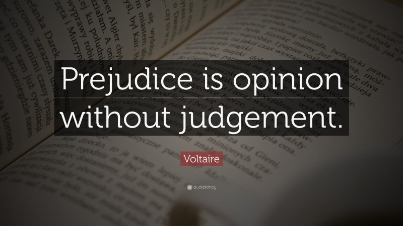 Voltaire Quote: “Prejudice is opinion without judgement.”