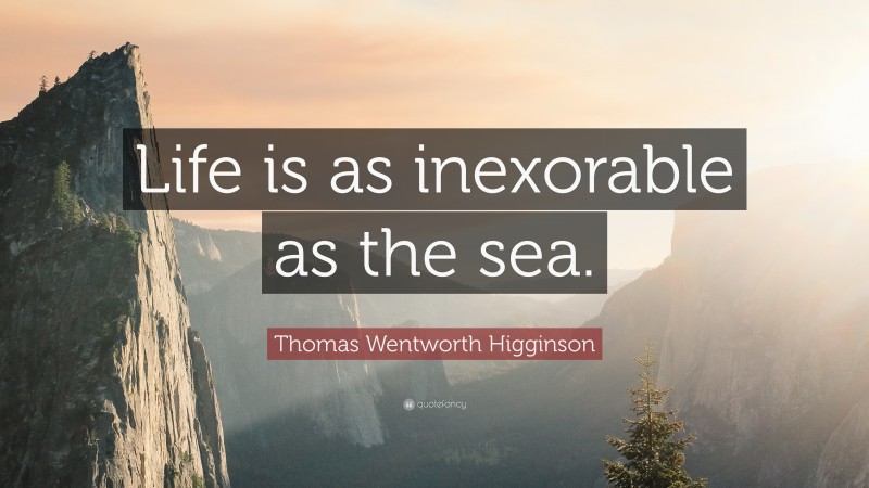 Thomas Wentworth Higginson Quote: “Life is as inexorable as the sea.”