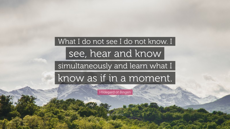 Hildegard of Bingen Quote: “What I do not see I do not know. I see, hear and know simultaneously and learn what I know as if in a moment.”