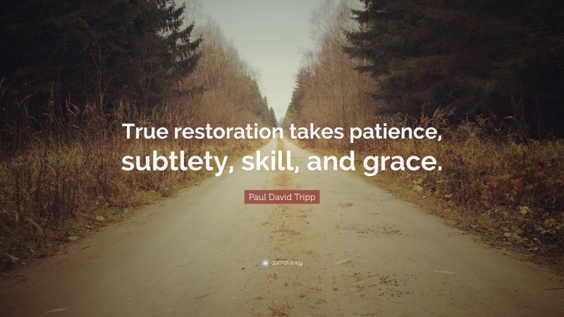 Paul David Tripp Quote: “True restoration takes patience, subtlety, skill, and grace.”