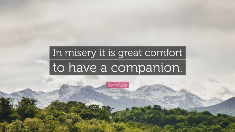 John Lyly Quote: “In misery it is great comfort to have a companion.”