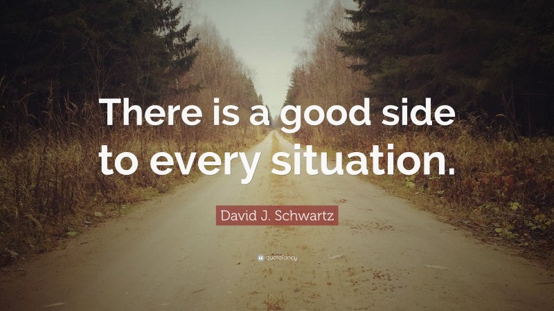 David J. Schwartz Quote: “There is a good side to every situation.”