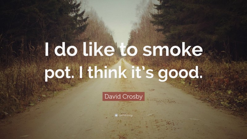 David Crosby Quote: “I do like to smoke pot. I think it’s good.”