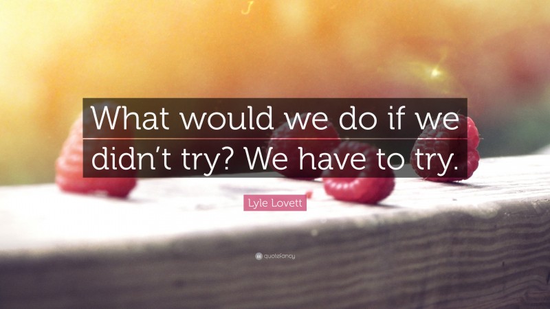 Lyle Lovett Quote: “What would we do if we didn’t try? We have to try.”