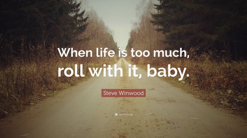 Steve Winwood Quote: “When life is too much, roll with it, baby.”
