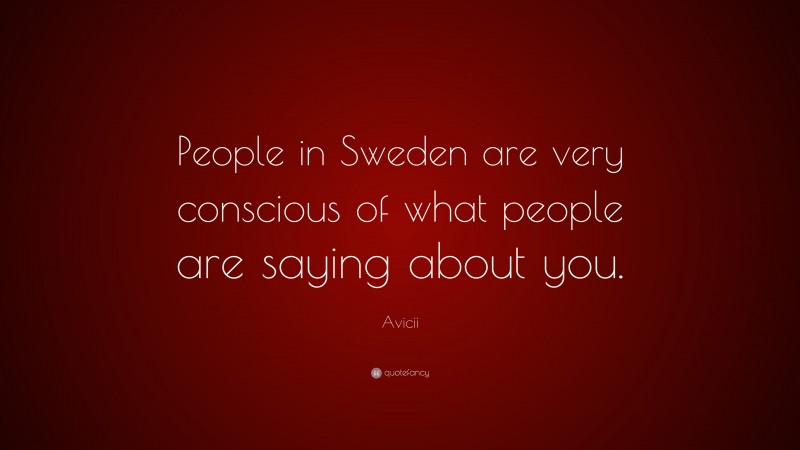 Avicii Quote: “People in Sweden are very conscious of what people are saying about you.”