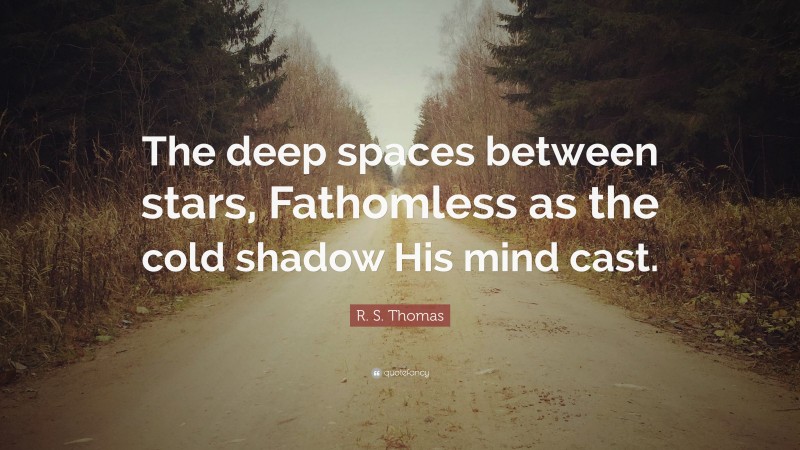 R. S. Thomas Quote: “The deep spaces between stars, Fathomless as the cold shadow His mind cast.”