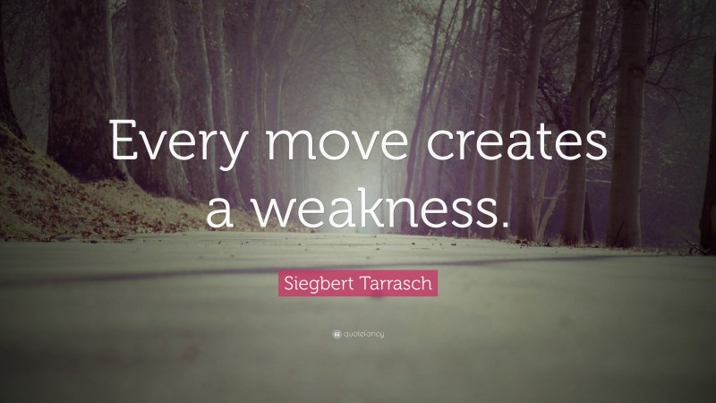 Siegbert Tarrasch Quote: “Every move creates a weakness.”