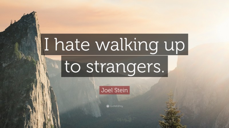 Joel Stein Quote: “I hate walking up to strangers.”