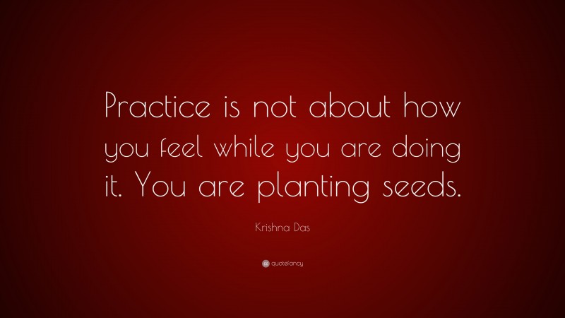 Krishna Das Quote: “Practice is not about how you feel while you are doing it. You are planting seeds.”