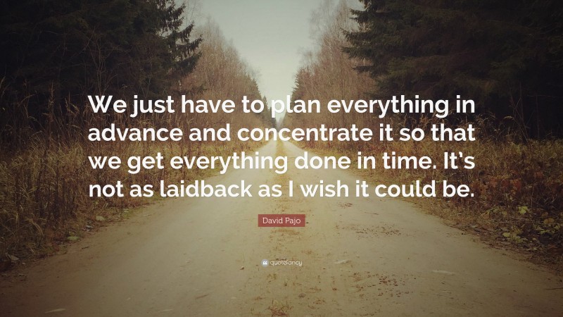 David Pajo Quote: “We just have to plan everything in advance and concentrate it so that we get everything done in time. It’s not as laidback as I wish it could be.”