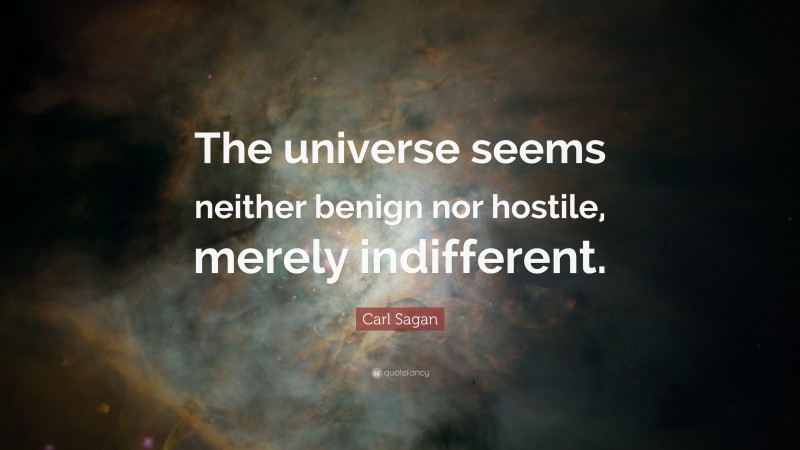 Carl Sagan Quote: “The universe seems neither benign nor hostile, merely indifferent.”