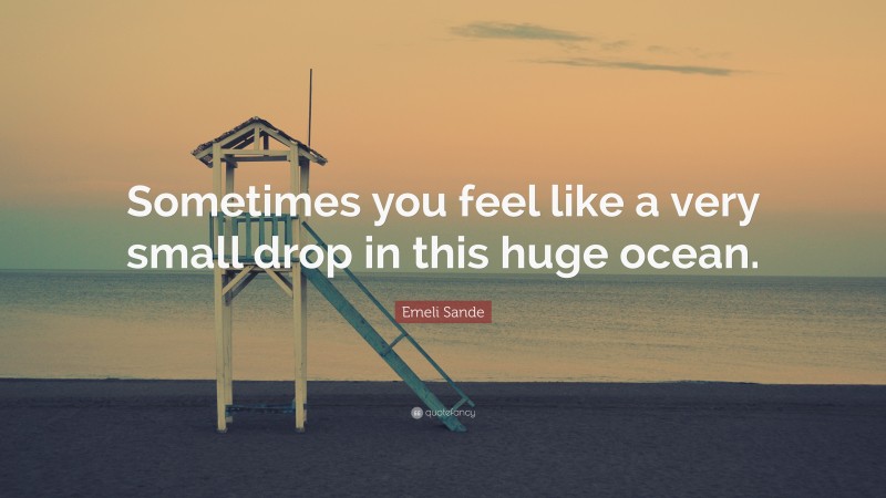 Emeli Sande Quote: “Sometimes you feel like a very small drop in this huge ocean.”