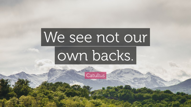 Catullus Quote: “We see not our own backs.”