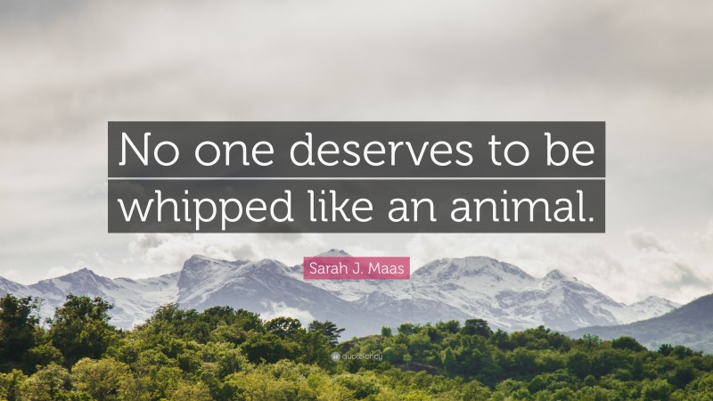 Sarah J. Maas Quote: “No one deserves to be whipped like an animal.”