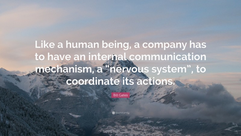 Bill Gates Quote: “Like a human being, a company has to have an ...