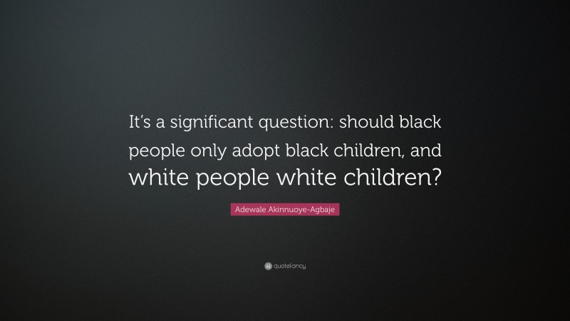 Adewale Akinnuoye-Agbaje Quote: “It’s a significant question: should black people only adopt black children, and white people white children?”