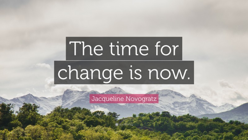 Jacqueline Novogratz Quote: “The time for change is now.”