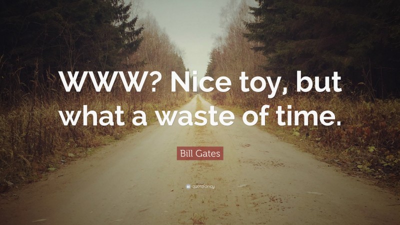 Bill Gates Quote: “WWW? Nice toy, but what a waste of time.”