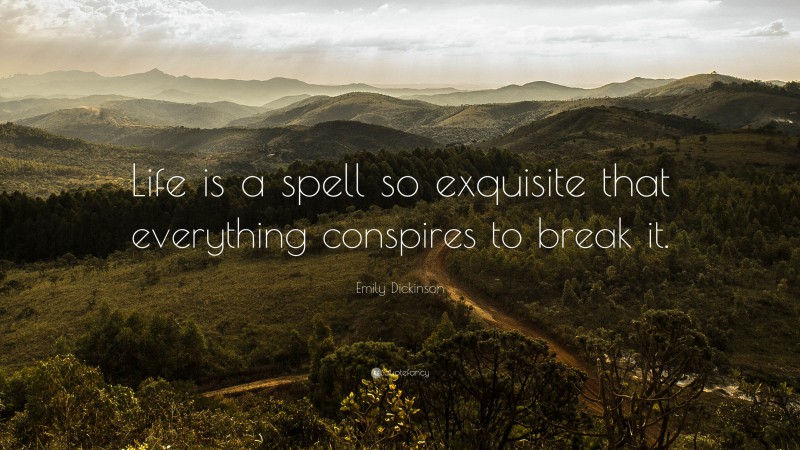 Emily Dickinson Quote: “Life is a spell so exquisite that everything conspires to break it.”