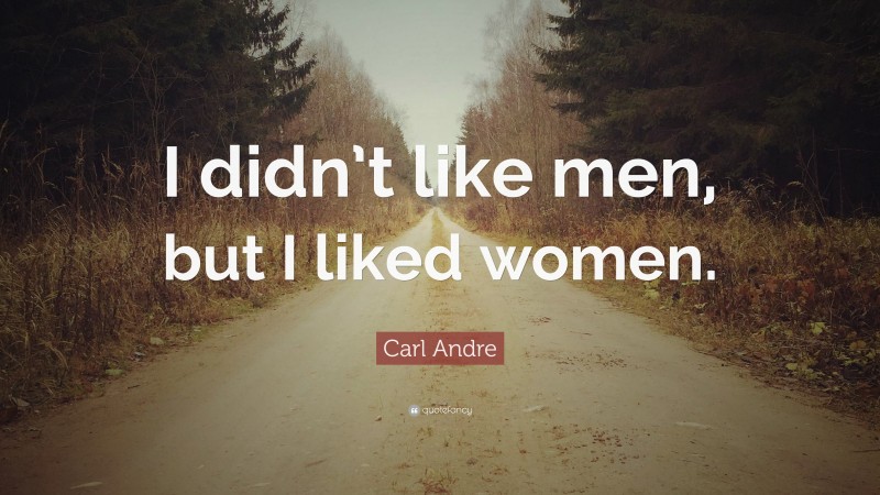 Carl Andre Quote: “I didn’t like men, but I liked women.”