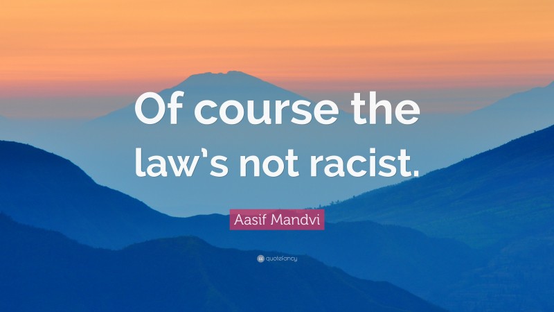 Aasif Mandvi Quote: “Of course the law’s not racist.”