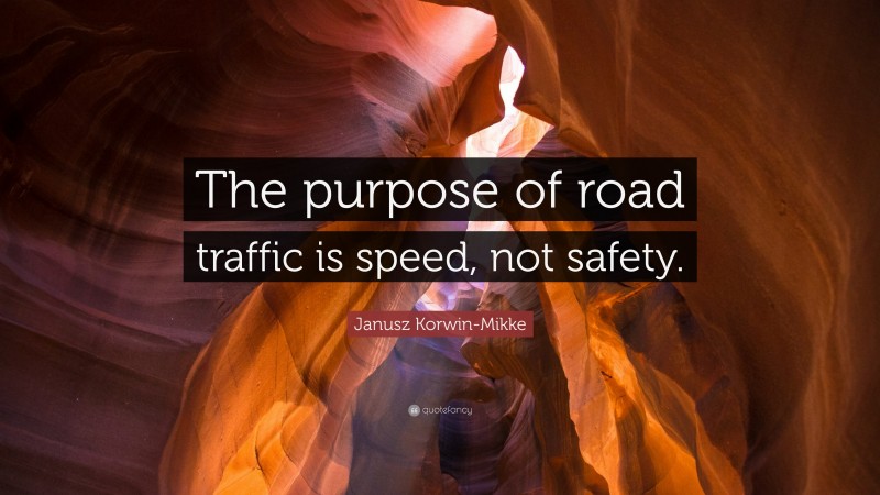 Janusz Korwin-Mikke Quote: “The purpose of road traffic is speed, not safety.”