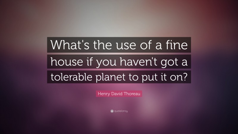Henry David Thoreau Quote: “What's the use of a fine house if you haven't got a tolerable planet to put it on?”