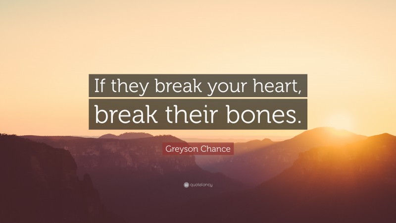 Greyson Chance Quote: “If they break your heart, break their bones.”