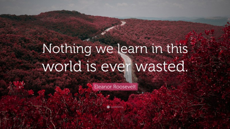 Eleanor Roosevelt Quote: “Nothing we learn in this world is ever wasted.”