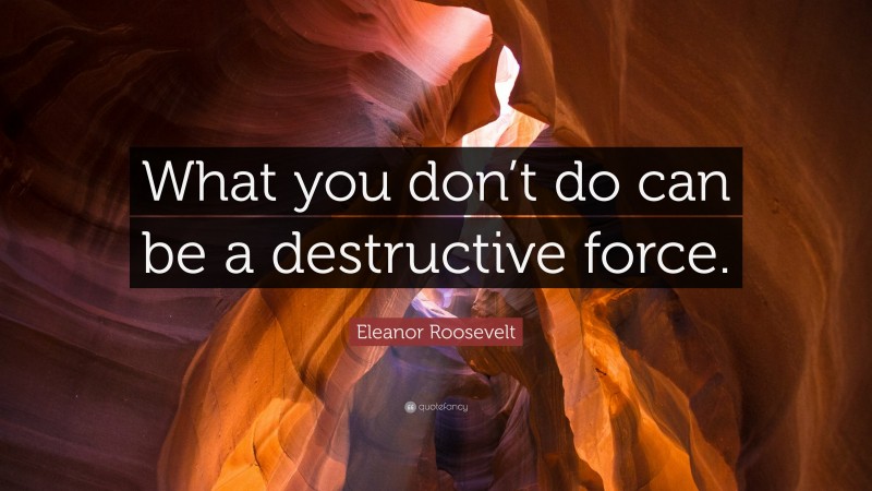 Eleanor Roosevelt Quote: “What you don’t do can be a destructive force.”