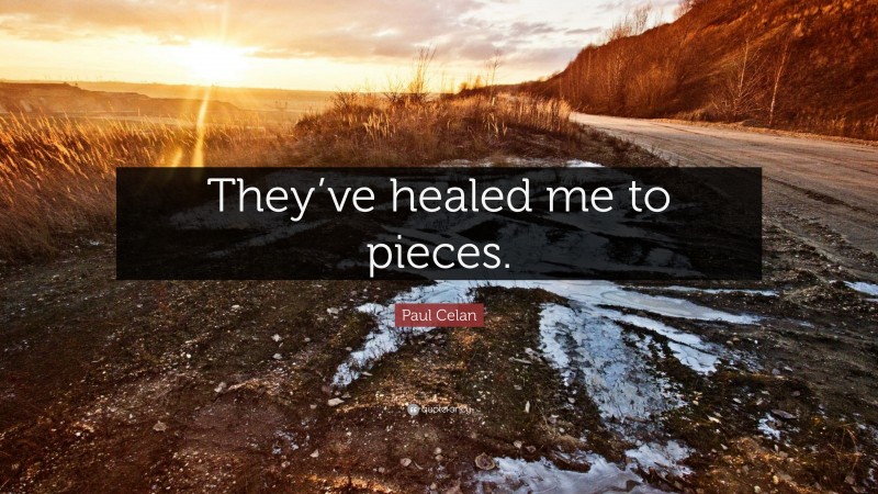 Paul Celan Quote: “They’ve healed me to pieces.”