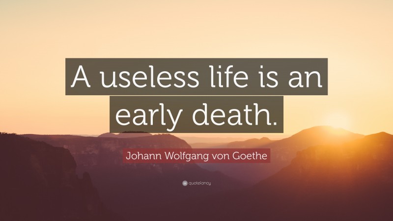 Johann Wolfgang von Goethe Quote: “A useless life is an early death.”