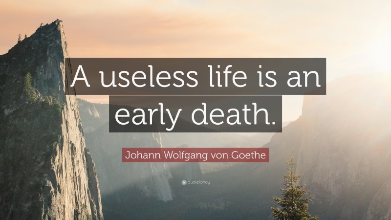 Johann Wolfgang von Goethe Quote: “A useless life is an early death.”