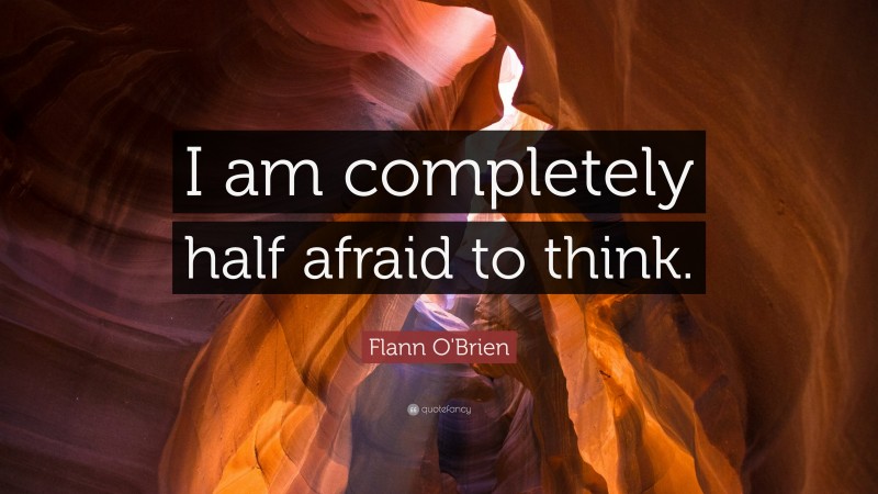 Flann O'Brien Quote: “I am completely half afraid to think.”