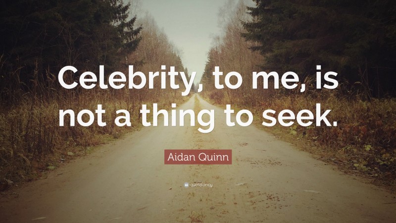 Aidan Quinn Quote: “Celebrity, to me, is not a thing to seek.”