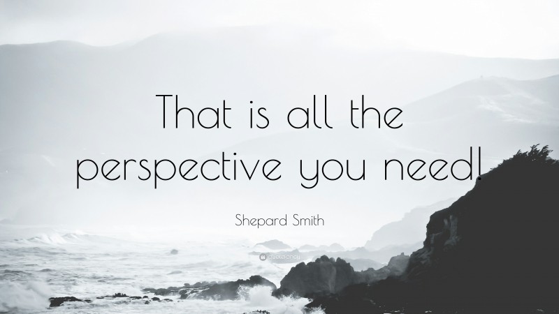 Shepard Smith Quote: “That is all the perspective you need!”