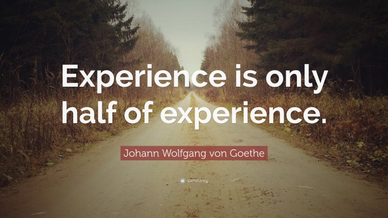Johann Wolfgang von Goethe Quote: “Experience is only half of experience.”