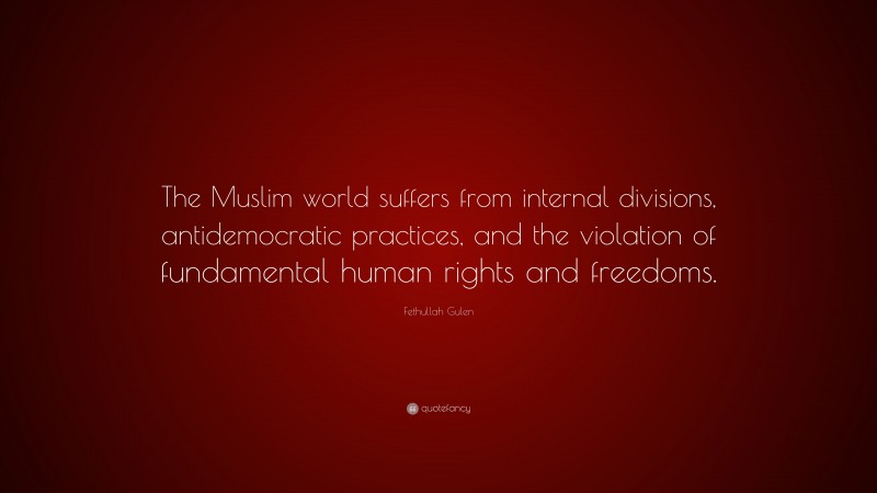 Fethullah Gulen Quote: “The Muslim world suffers from internal divisions, antidemocratic practices, and the violation of fundamental human rights and freedoms.”