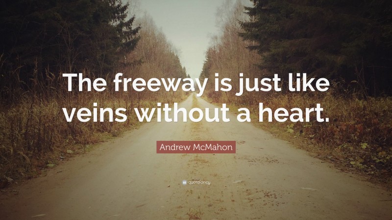 Andrew McMahon Quote: “The freeway is just like veins without a heart.”
