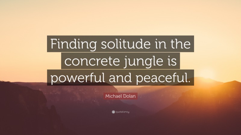Michael Dolan Quote: “Finding solitude in the concrete jungle is powerful and peaceful.”