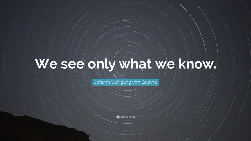 Johann Wolfgang von Goethe Quote: “We see only what we know.”