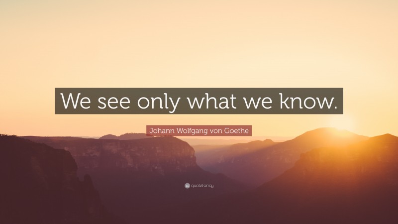 Johann Wolfgang von Goethe Quote: “We see only what we know.”