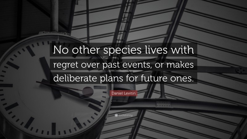 Daniel Levitin Quote: “No other species lives with regret over past events, or makes deliberate plans for future ones.”