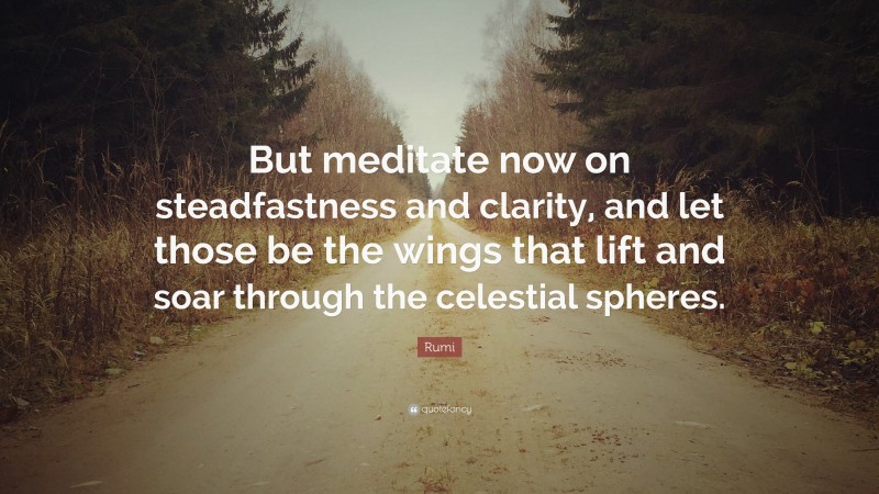 Rumi Quote: “But meditate now on steadfastness and clarity, and let those be the wings that lift and soar through the celestial spheres.”