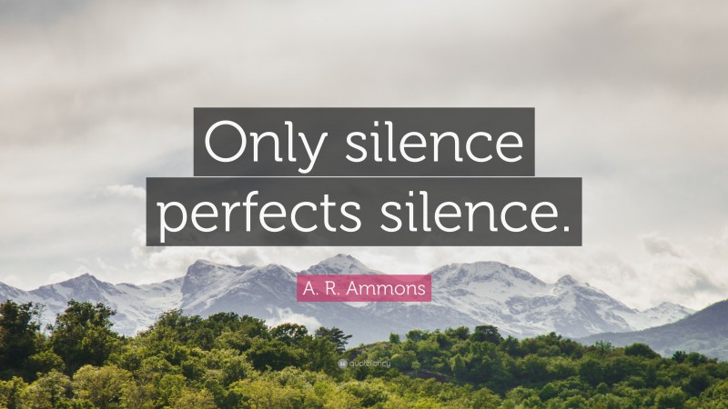 A. R. Ammons Quote: “Only silence perfects silence.”